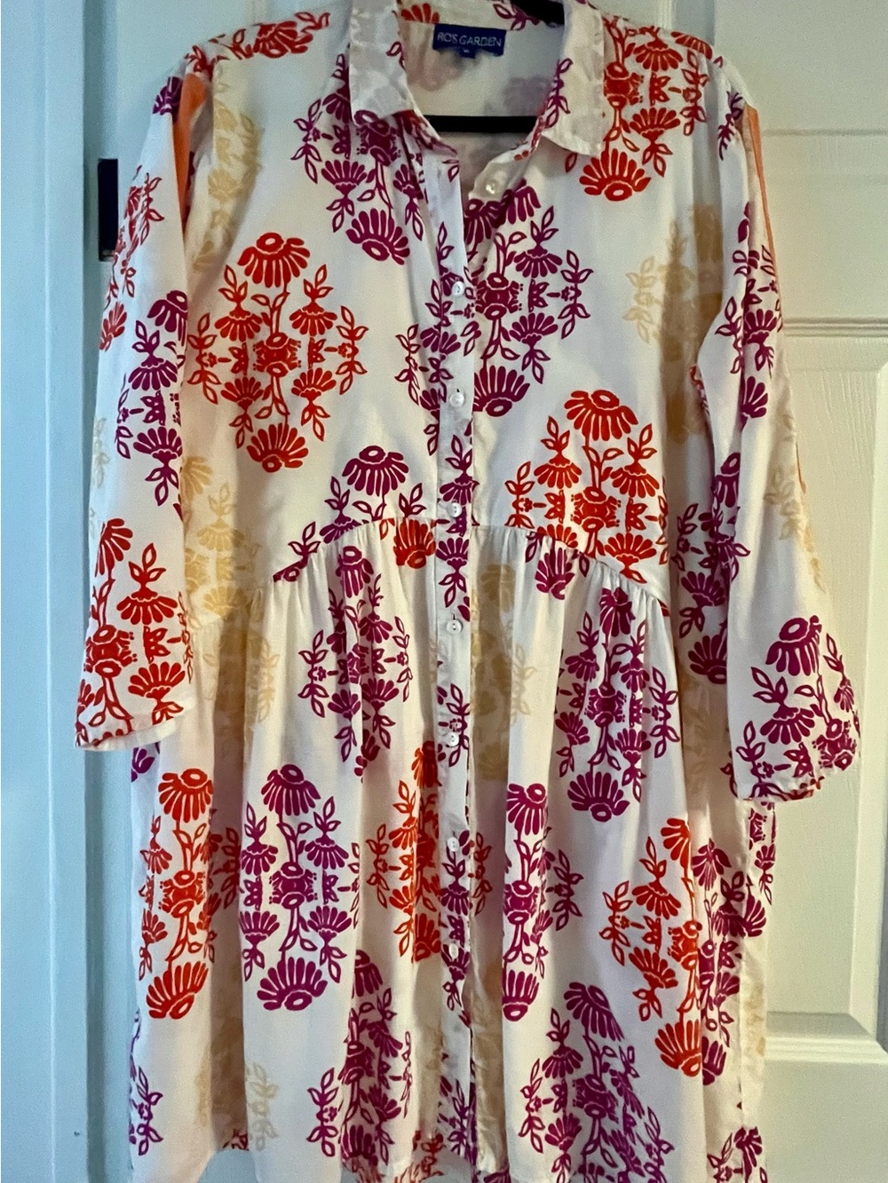 Ro's Garden "Deauville" Tunic Dress Purpley-Pink, Orange, and Beige Size XL
